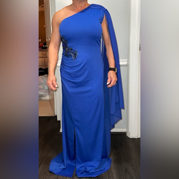 Ladonna One Shoulder Gown Cobalt